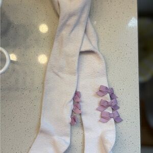 Janie and Jack White Leggings with Pink Accents